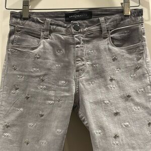NWOT Brockenbow Bedazzle rhinestone appliqué Emma Skinny Ombre jeans size 25